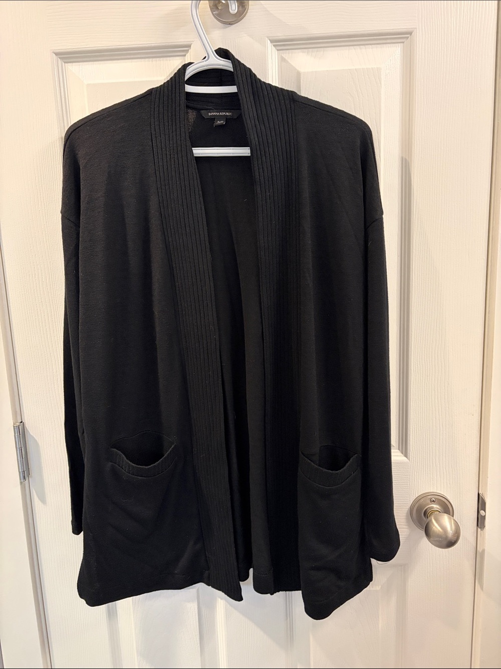 Banana Republic Black Open-Front Shawl-Collar Cardigan